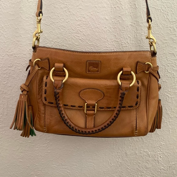 Dooney & Bourke Florentine Tassel Handbag Satchel in Brown Leather - Picture 1 of 16